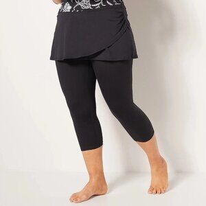 Lands' End Women's Black Swim Skirted Capri Pants 14/16